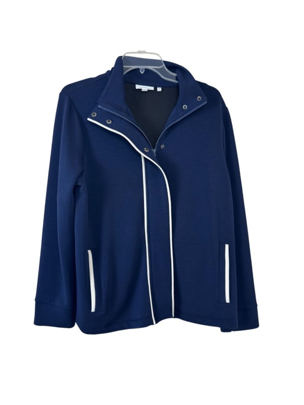 Chico's Navy Blue Full Zip Jacket Chico's Size 2 (Lrg) Casual Athleisure Comfy
